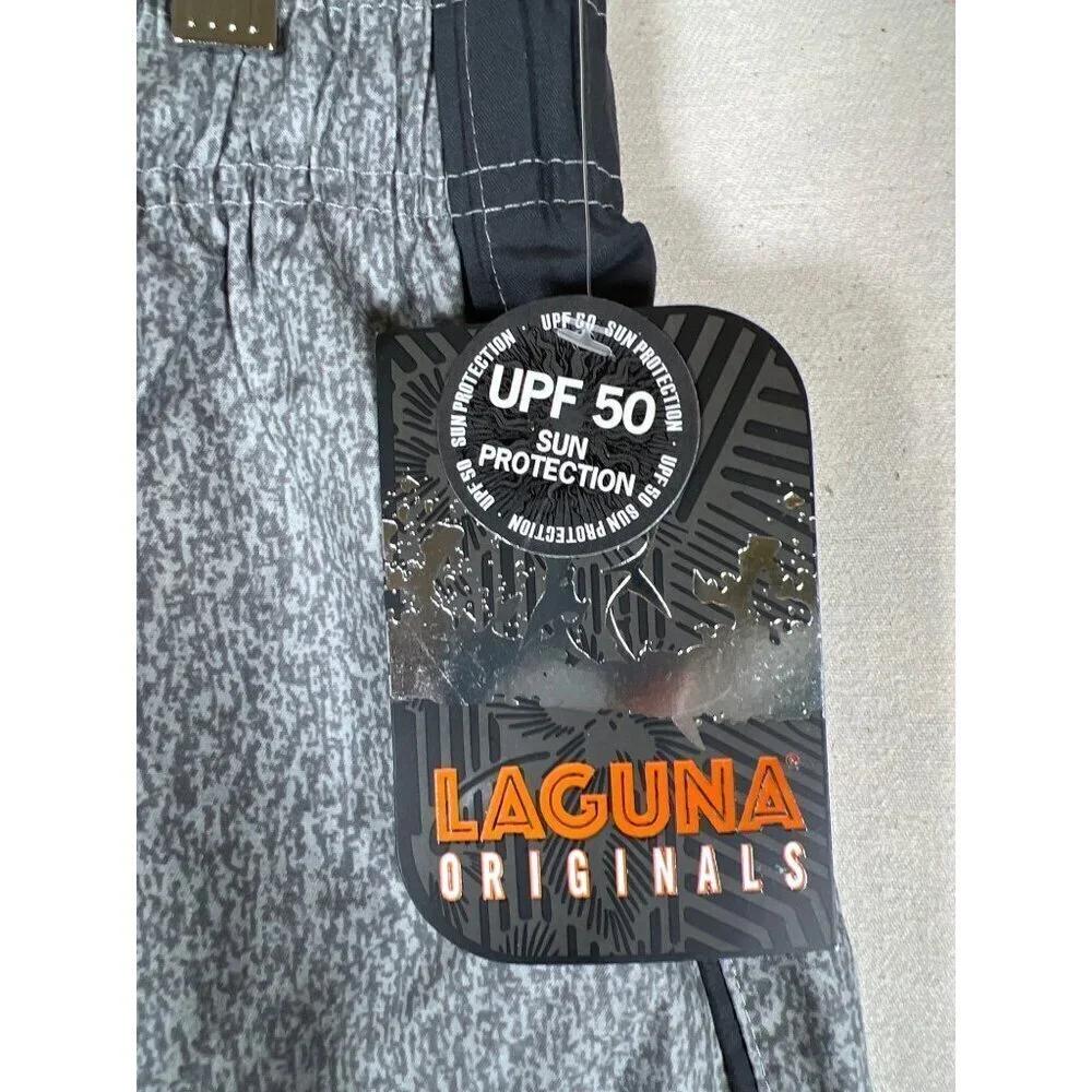 NWT Laguna Originals Size M Grey Swim Shorts Color Blocked Trunks UPF protection